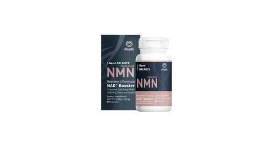 iHealth NMN 基因平衡补充配方 NAD+ 认知 60 粒胶囊 10000 毫克 NMN 和 4800 毫克反式白藜芦醇 新品