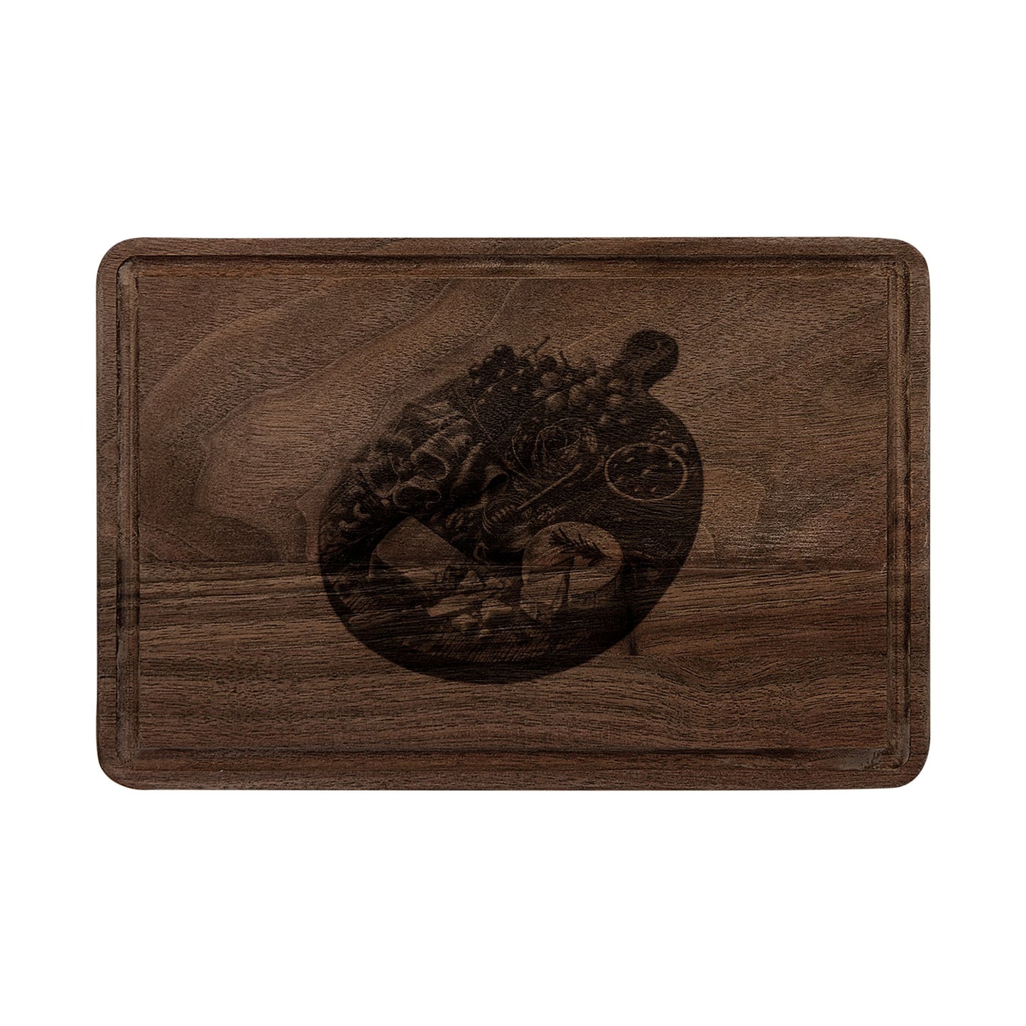 Engraved Charcuterie Board Wooden Cutting Board — Round Cheese & Fruit Design
