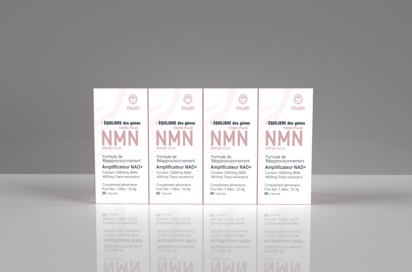 4 Bottles iHealth NMN Gene Balance Replenish Formula NAD+ Cognitive 60 caps 10000mg NMN and 4800mg Trans-Resveratrol NEW