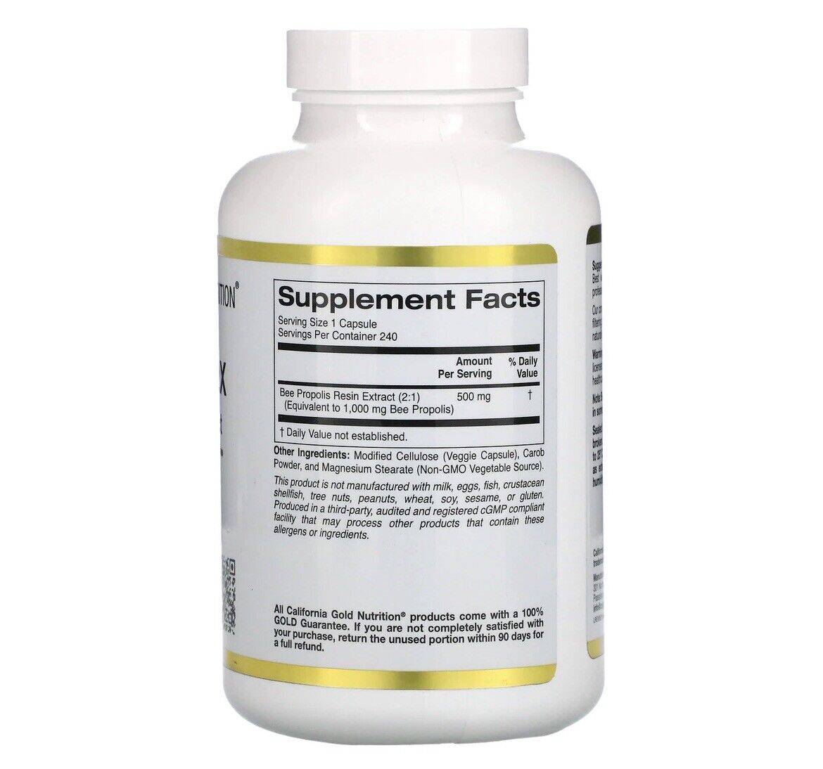 California Gold Nutrition Bee Propolis 2X Concentrated Extract 240 Capsules NEW
