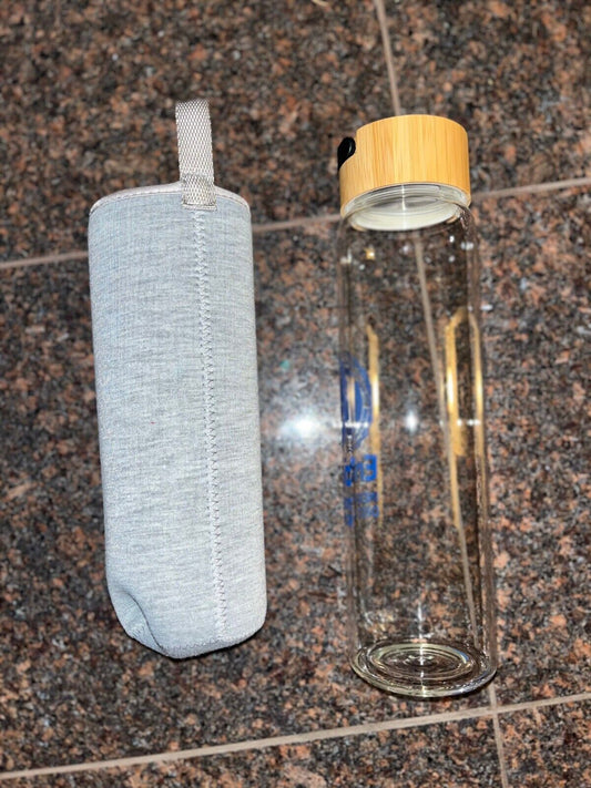 Enagic Kangen Leveluk Glass Water Bottle With Cloth Case 1 Liter Capacity NEW