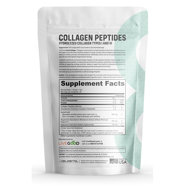 LiveGood Collagen Peptides Abundant Protein Glue Strength Structure 390g NEW