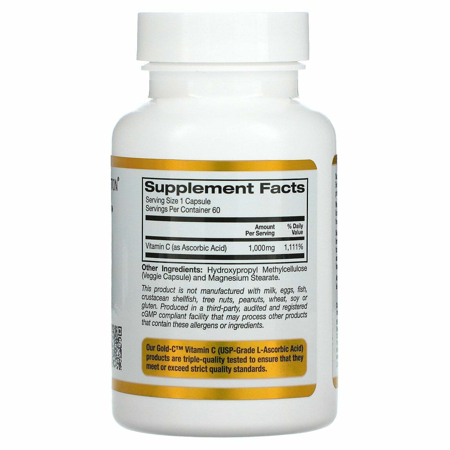 California Gold Nutrition Gold C Vitamin C Supplement 1000mg 60 Veggie Caps NEW