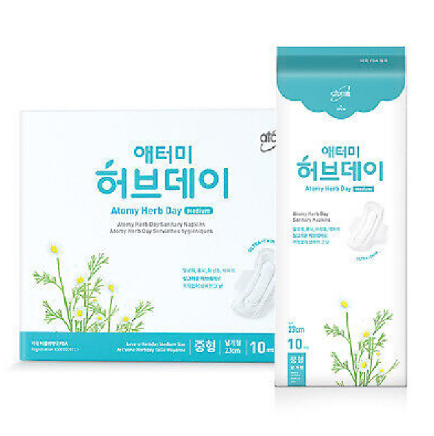 Atomy Herbday Sanitary Pad Panty Liner Fresh Feeling Medium Size 23 cm 40pc NEW