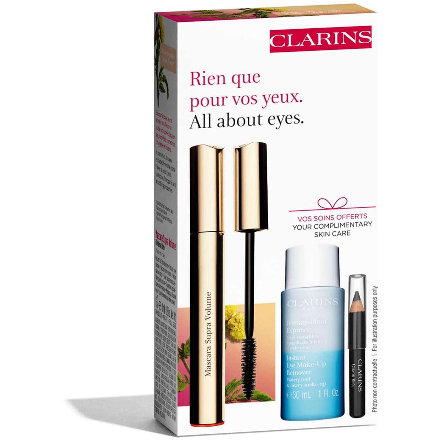 Clarins All About Eyes Set 01 Intense Black Enhance Care Gentle Lashes 3pcs NEW