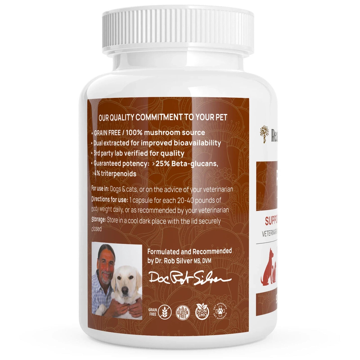 Real Mushrooms Organic Reishi Extract Capsules for Pets Non-GMO 90 Chews NEW