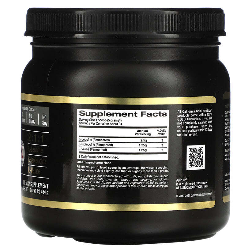 加州黄金营养 BCAA 粉 AjiPure 支链氨基酸 16 盎司全新