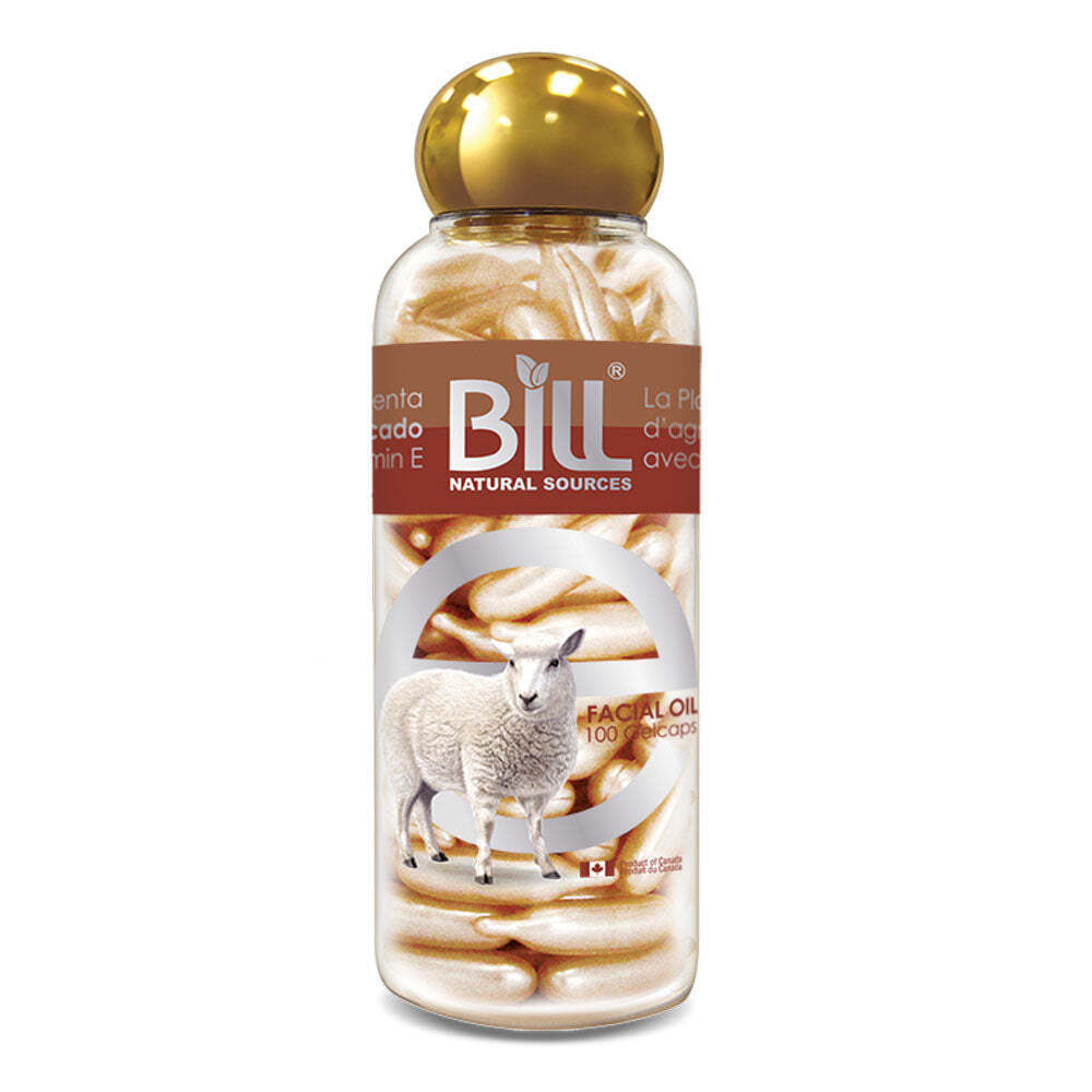 Bill Natural Sources Facial Oil Placenta Protein w/ Avocado Vit E 100 Caps NEW