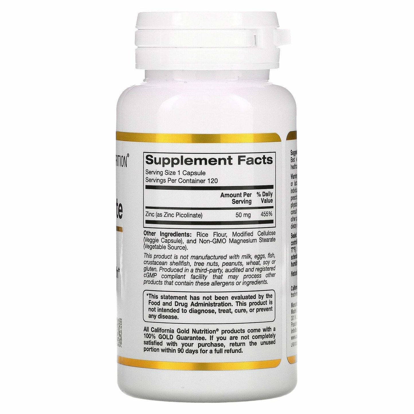 California Gold Nutrition Zinc Picolinate 50mg Immune Support 120 Caps NEW