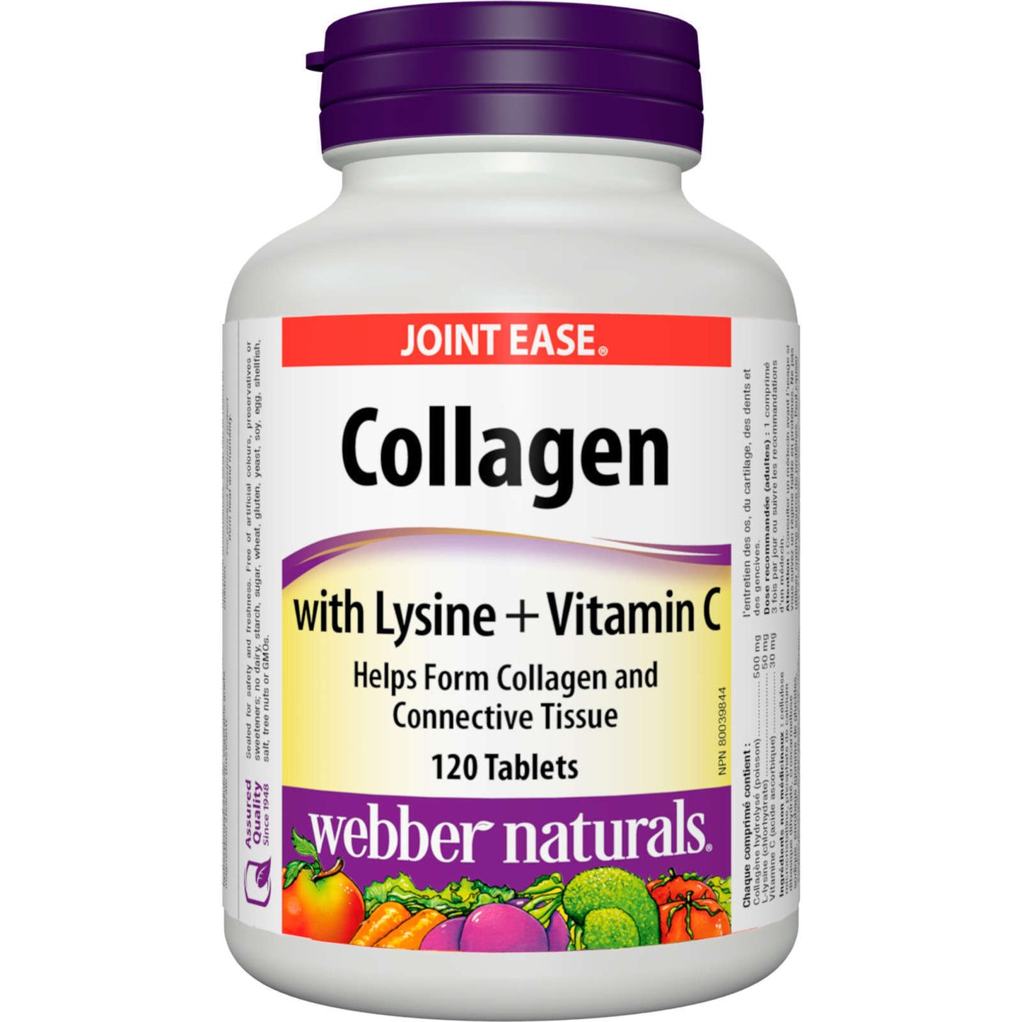 Webber Naturals 胶原蛋白含赖氨酸维生素 C 健康结缔组织 120 件全新