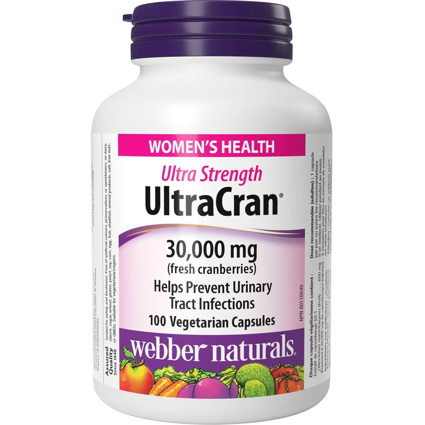 Webber Naturals UltraCran 超强效 30000 毫克新鲜蔓越莓 100 片 全新