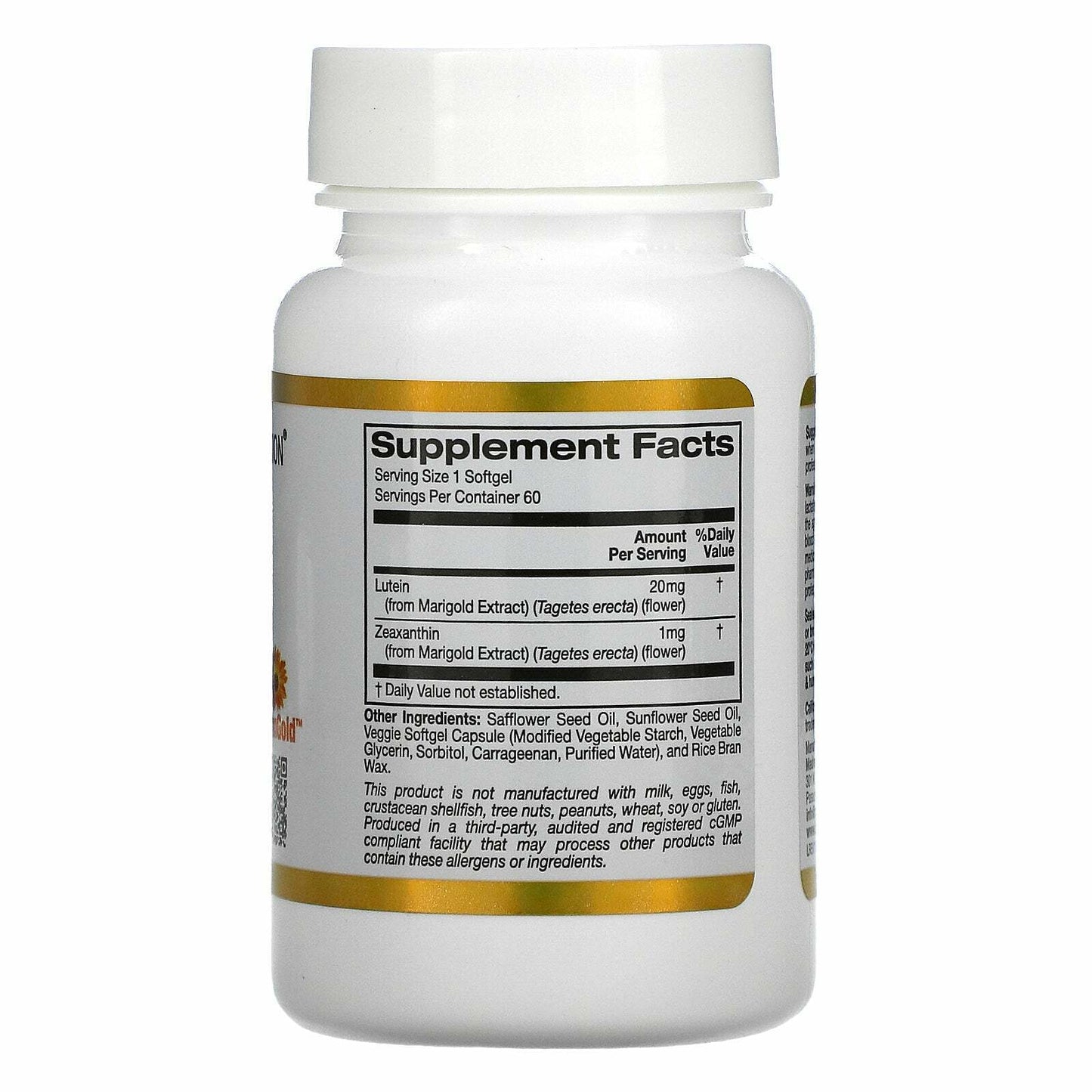 California Gold Nutrition Lutein w Zeaxanthin Marigold 20mg 60 Veg Caps NEW