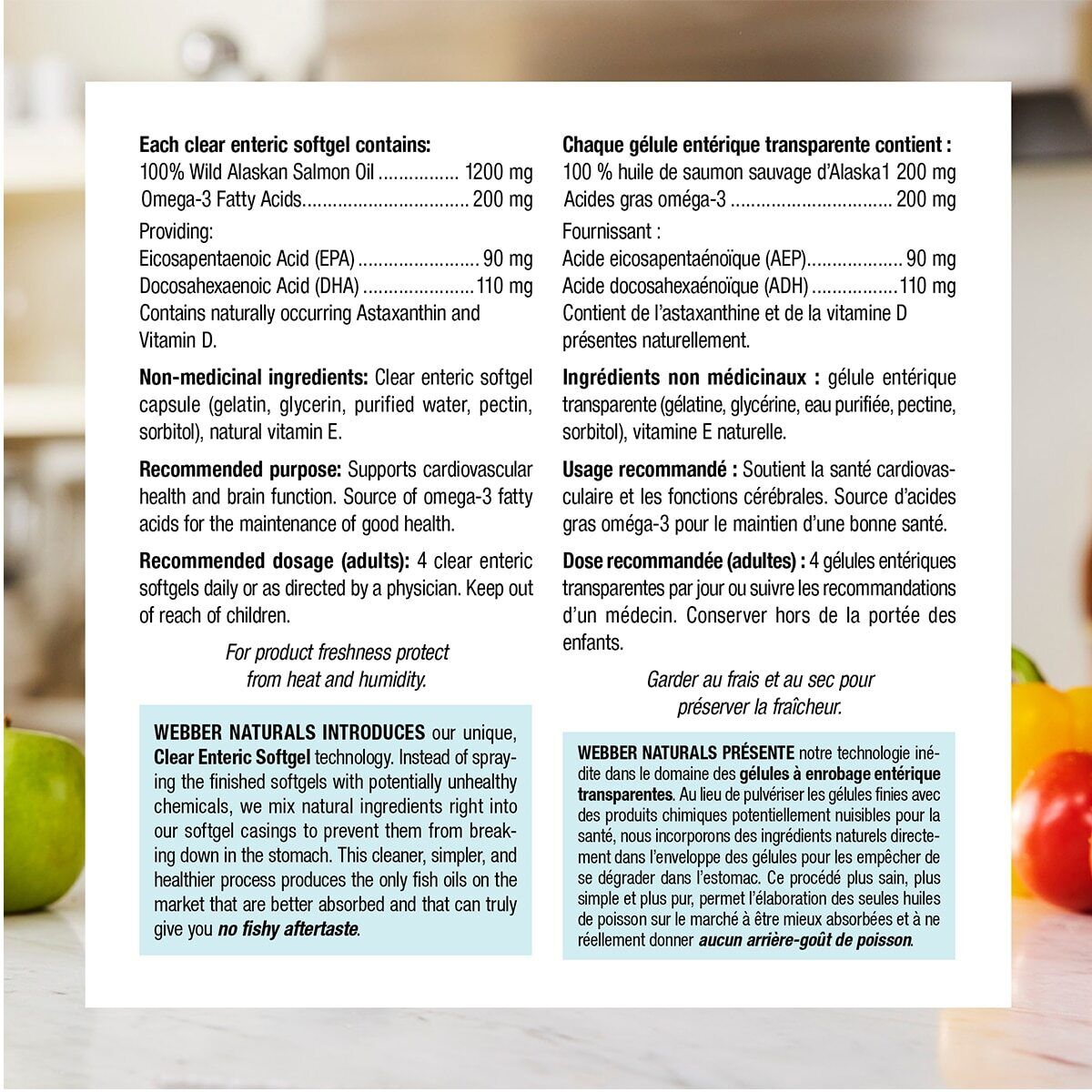 Webber Naturals Heart and Mind Wild Alaskan Salmon Oil EPA/DHA 220 Softgels NEW