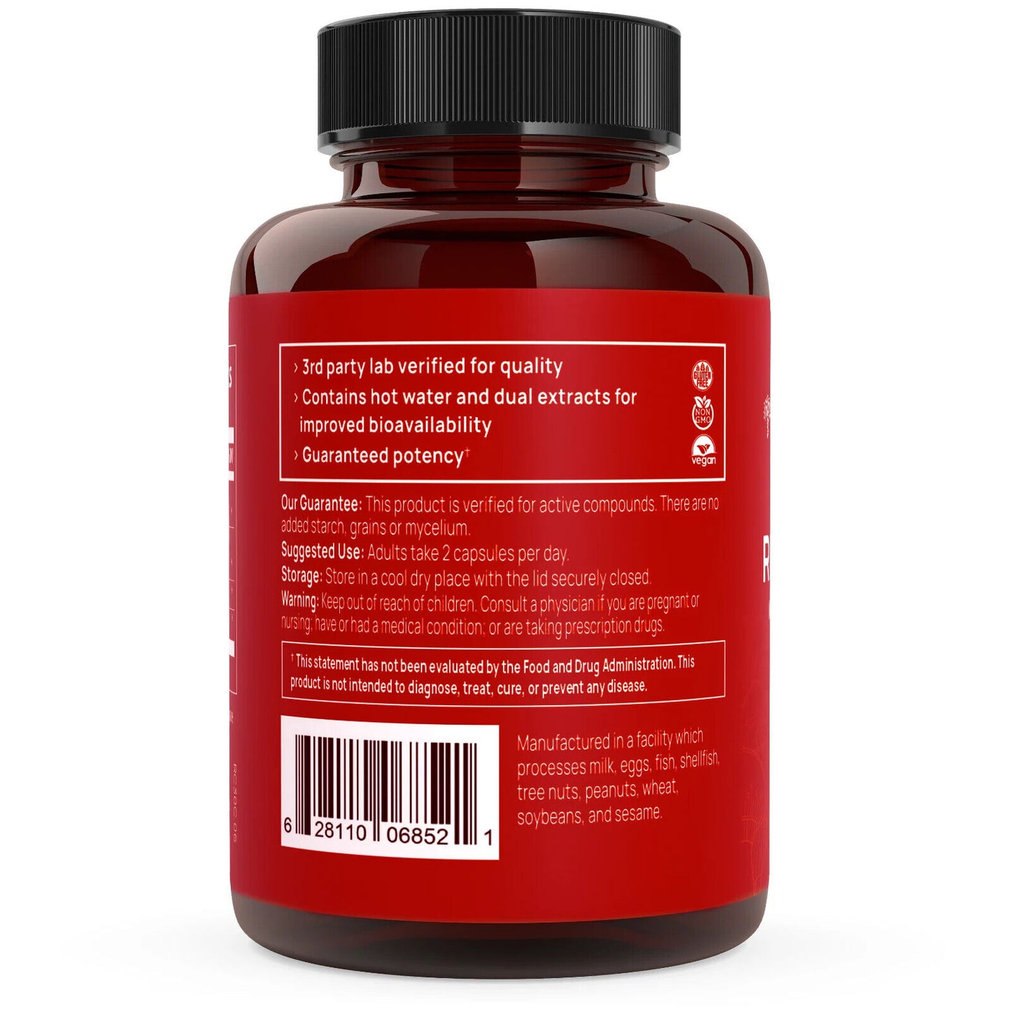 Real Mushrooms RealClarity Lion's Mane Rhodiola Bacopa Extracts 60 caps NEW