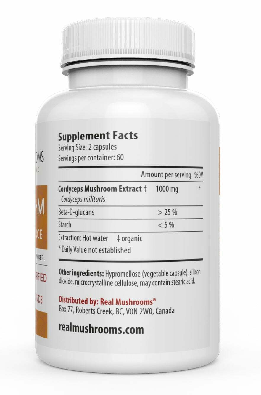 Real Mushrooms Organic Cordyceps Mushroom Extract Peak Performance 300 caps NEW