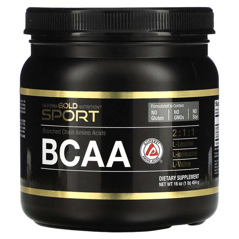 加州黄金营养 BCAA 粉 AjiPure 支链氨基酸 16 盎司全新