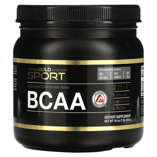 加州黄金营养 BCAA 粉 AjiPure 支链氨基酸 16 盎司全新