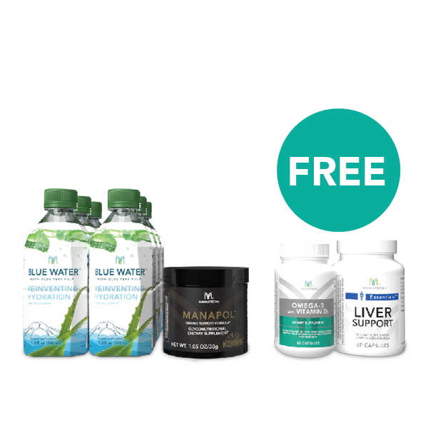 Mannatech Hit Reset Kit Blue Water Manapol Omega-3 D3 Liver Support 9pcs NEW