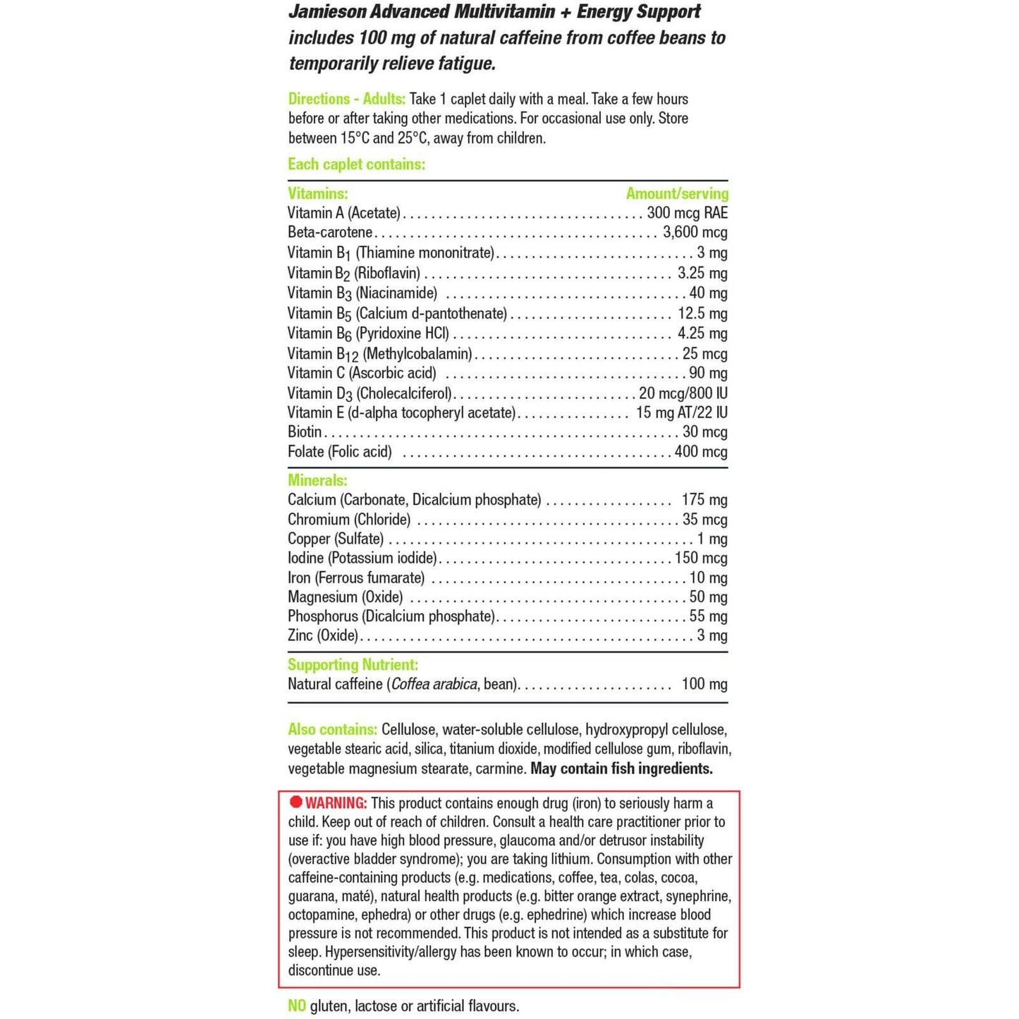 Jamieson 高级复合维生素和能量补充每日维生素需求 90 片 全新