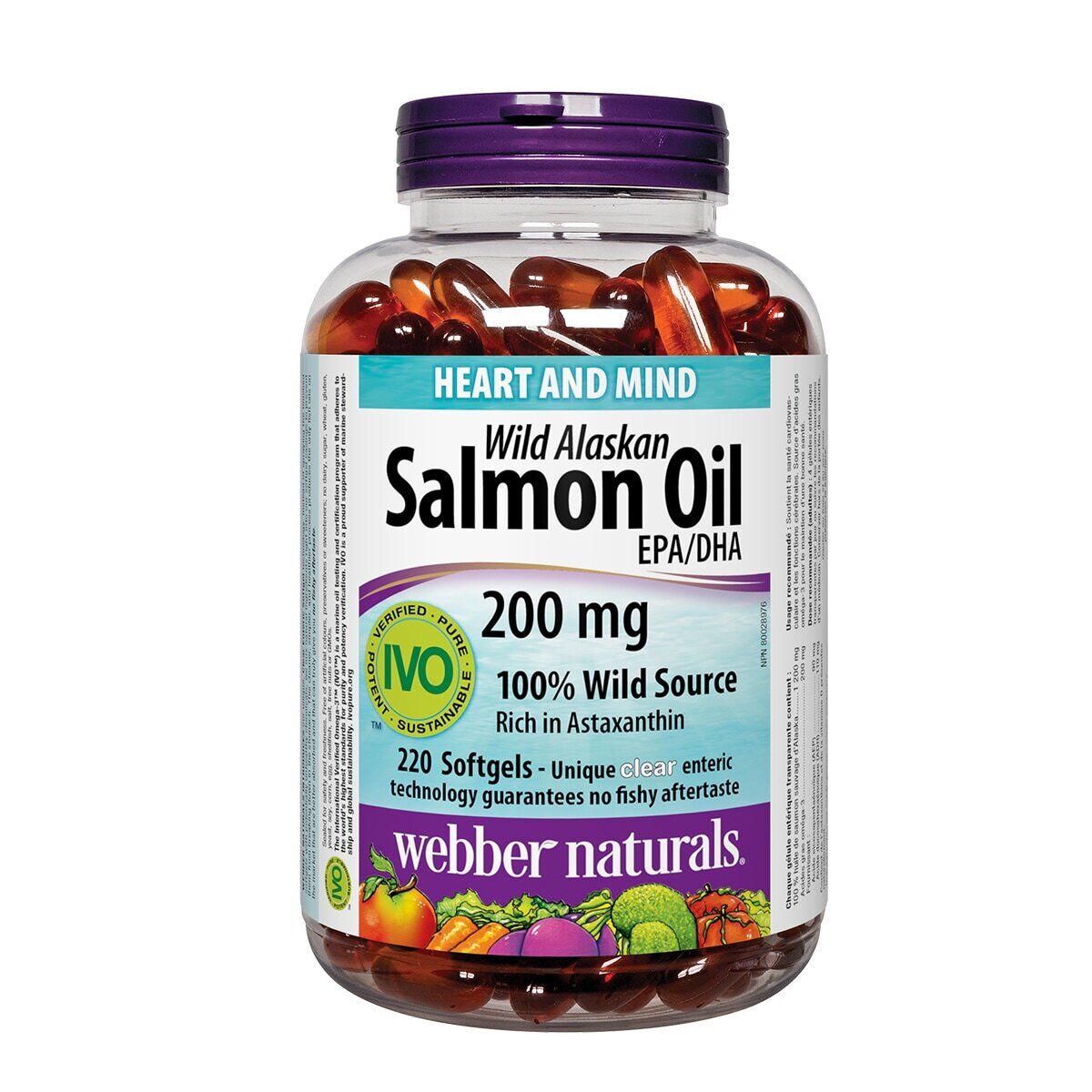 Webber Naturals Heart and Mind 阿拉斯加野生鲑鱼油 EPA/DHA 220 粒软胶囊 全新