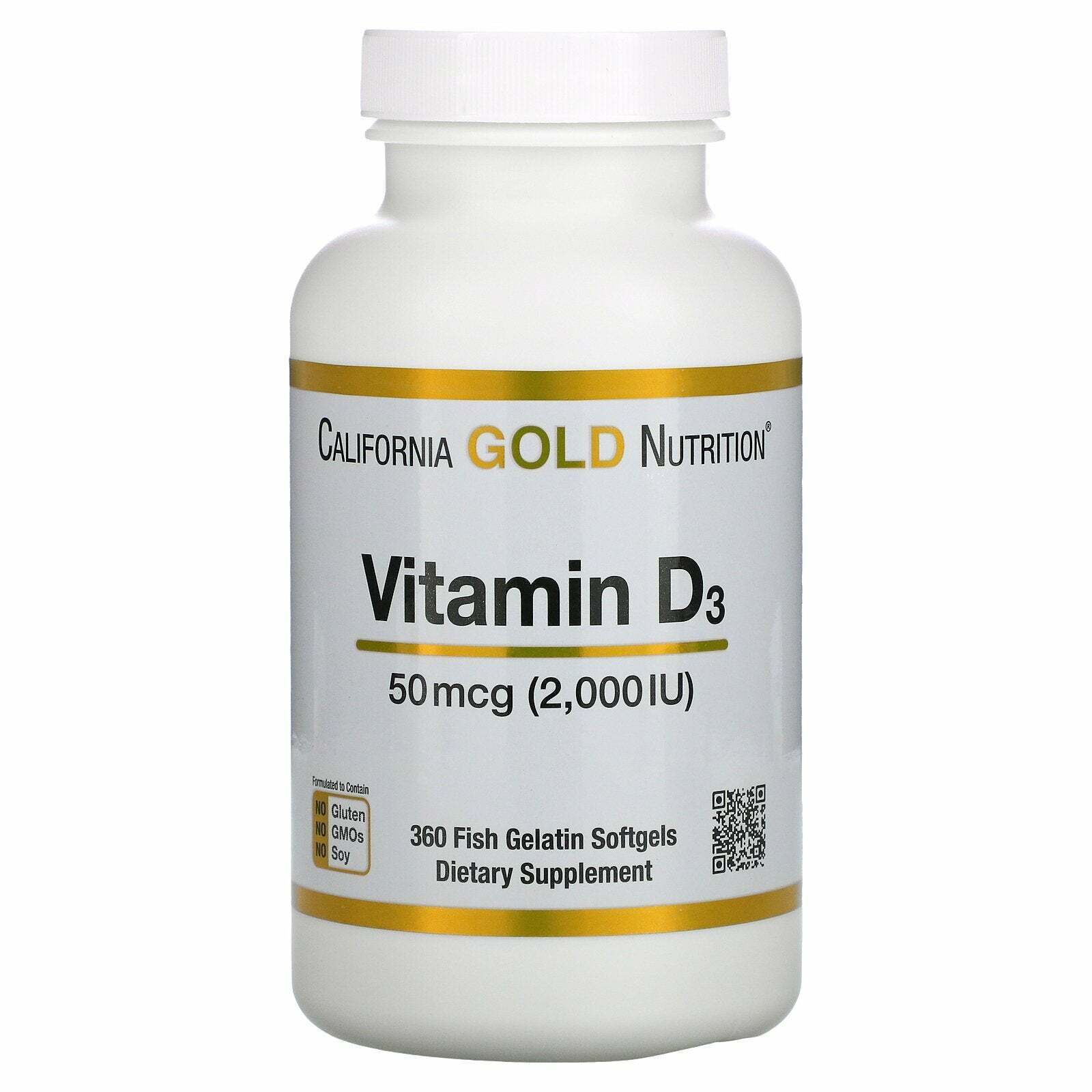 California Gold Nutrition Vitamin D3 50 mcg 2000 IU 360 Fish