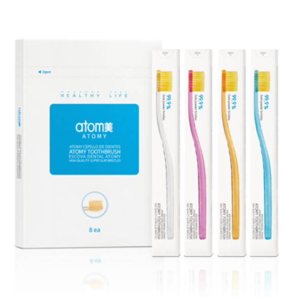 Atomy 成人牙刷套装 柔软细腻 富含蓟 抗菌 4 色 2 件装 全新