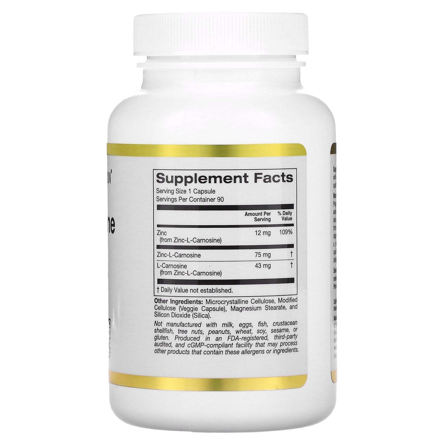 California Gold Nutrition Zinc-L-Carnosine Complex Gastric 90 Veggie Caps NEW