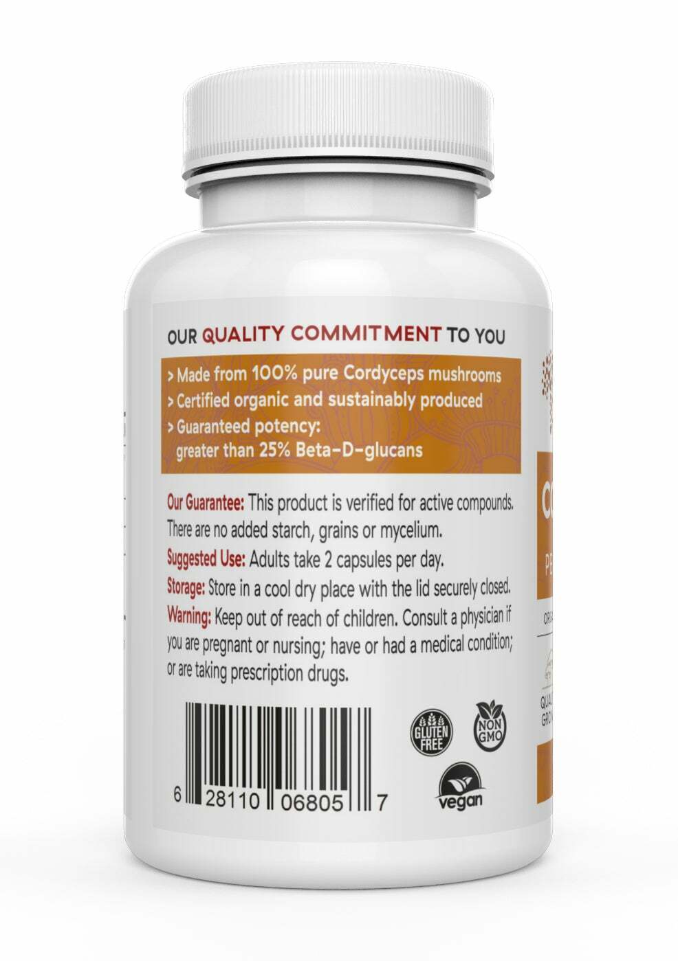 Real Mushrooms Organic Cordyceps Mushroom Extract Peak Performance 300 caps NEW