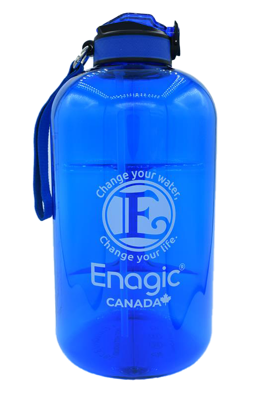 Enagic Kangen Leveluk Sports Water Bottle One Gallon Silk Screened Blue NEW