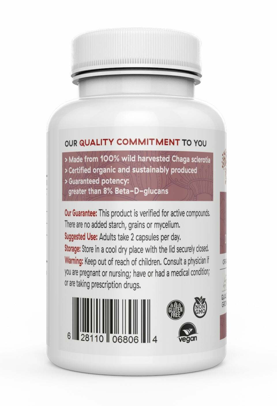Real Mushrooms Organic Siberian Chaga Extract Digestive Health 300 caps NEW