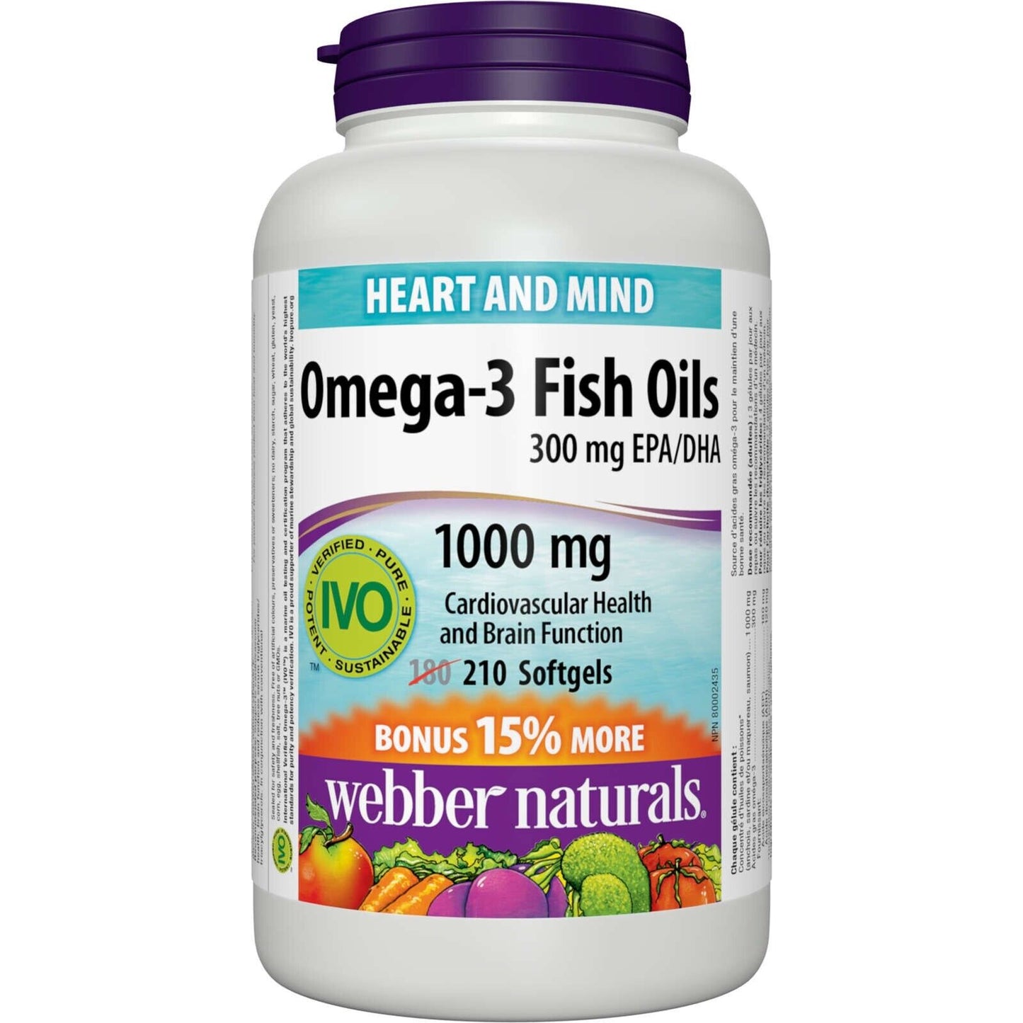 Webber Naturals 野生阿拉斯加鲑鱼和鱼油 1000 毫克 300 毫克 EPA/DHA 210 件全新