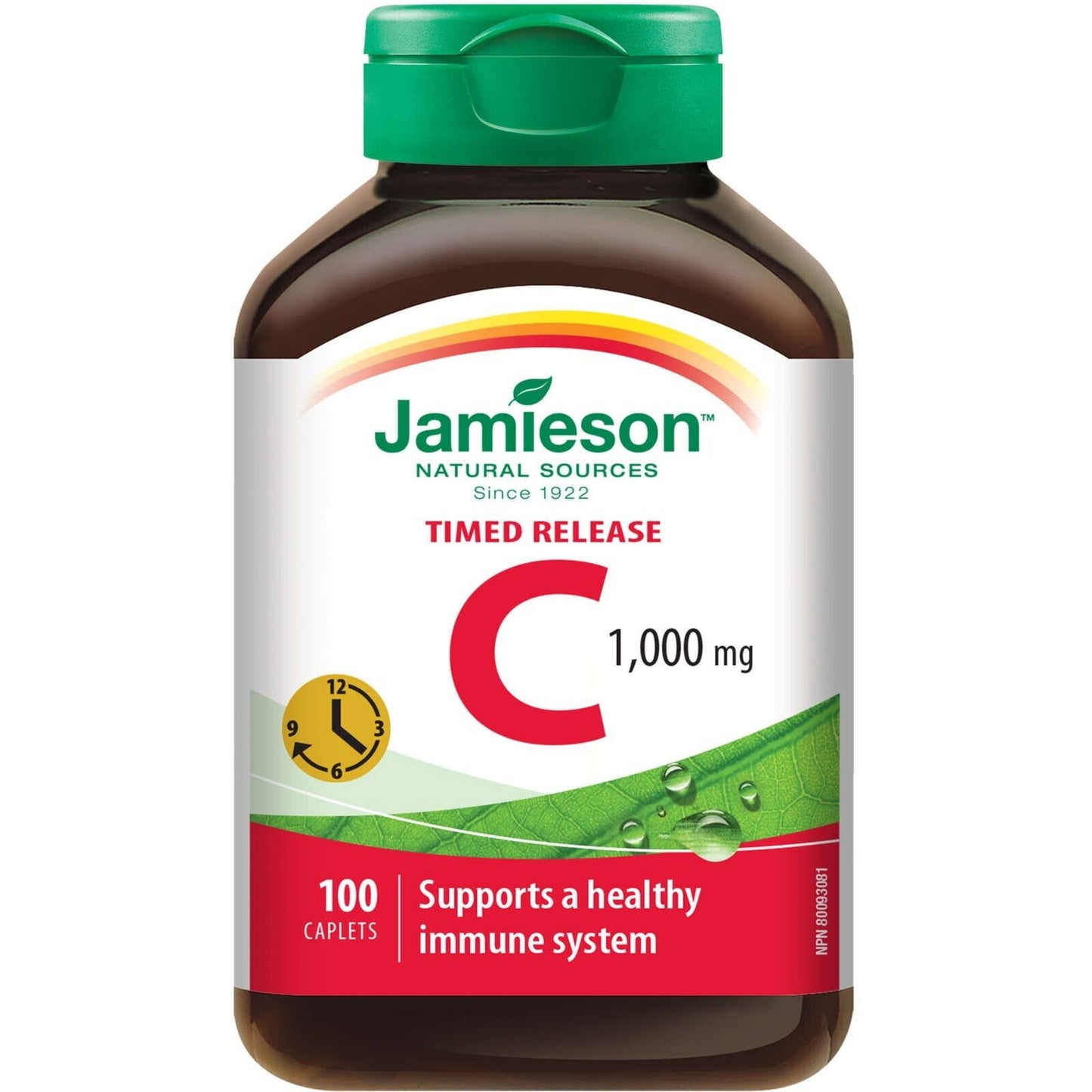 Jamieson 维生素 C 1,000 毫克定时释放胶囊健康免疫 100 片全新