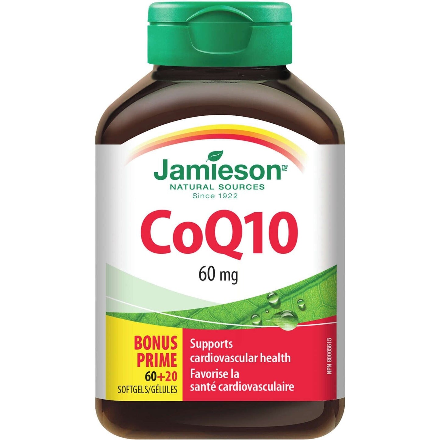 Jamieson CoQ10 60 毫克辅酶配方抗氧化心脏功能增强剂 80 片全新