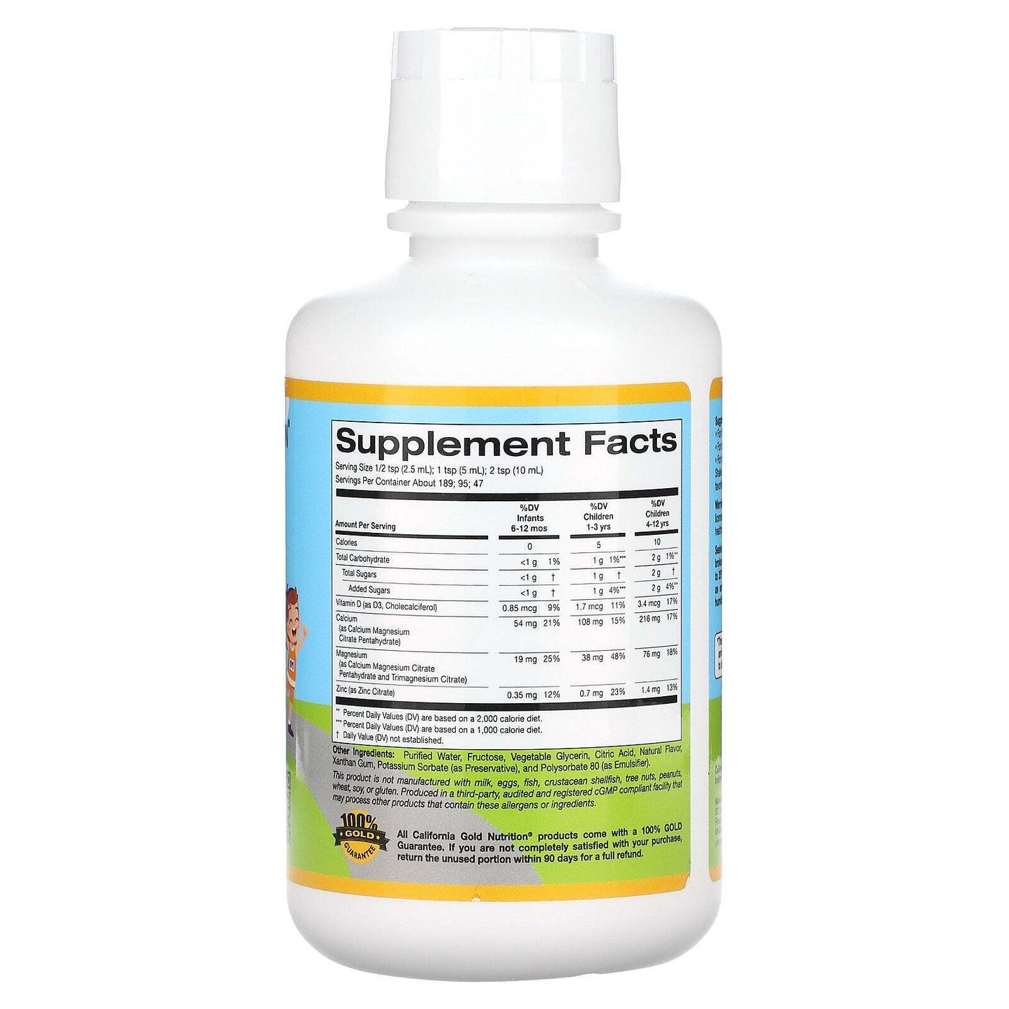 California Gold Nutrition Children's Liquid Calcium Magnesium Orange 473ml NEW
