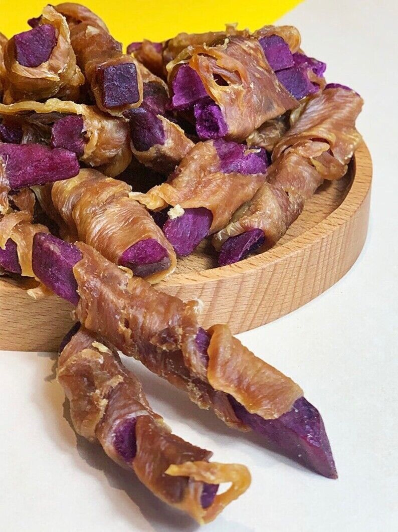 Dried Purple Yam Wrapped In Duck Breast Dog Chewy Treats 3x 30g Bags NEW