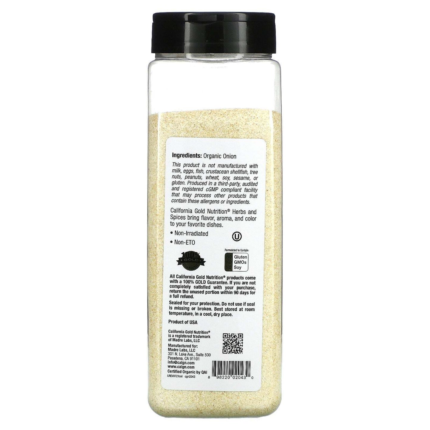California Gold Nutrition FOODS Organic Onion Powder Dry Rub Soups 17.5 oz NEW