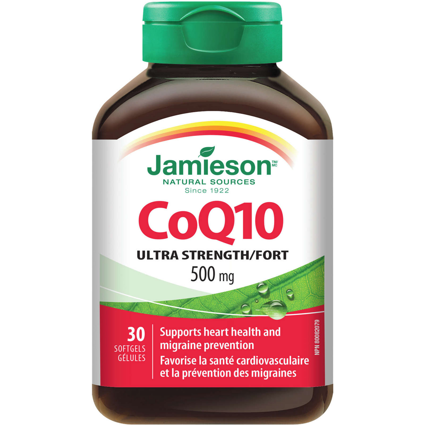 Jamieson CoQ10 500 毫克天然草本心脏功能补充剂 30 件装 全新