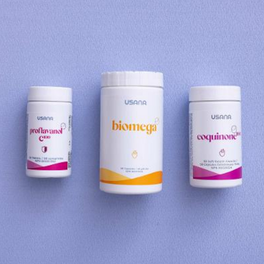 USANA 心脏健康套装 葡萄籽精华 C200 Biomega 可可醌 30 强效 3 件装 全新