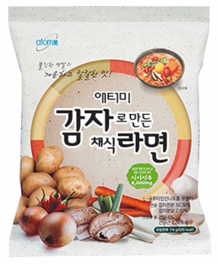 Atomy 土豆素食拉面 12 包韩国方便面纤维辣椒新品