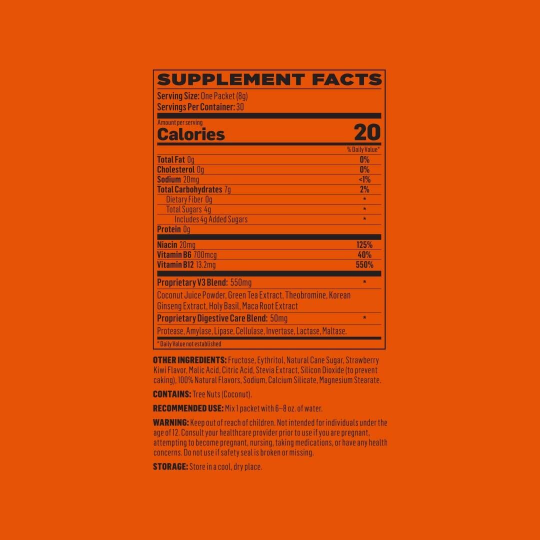 Vasayo V3 Advanced Energy Hydration Mood Boost Natural Sustain 30 x 8g ea NEW