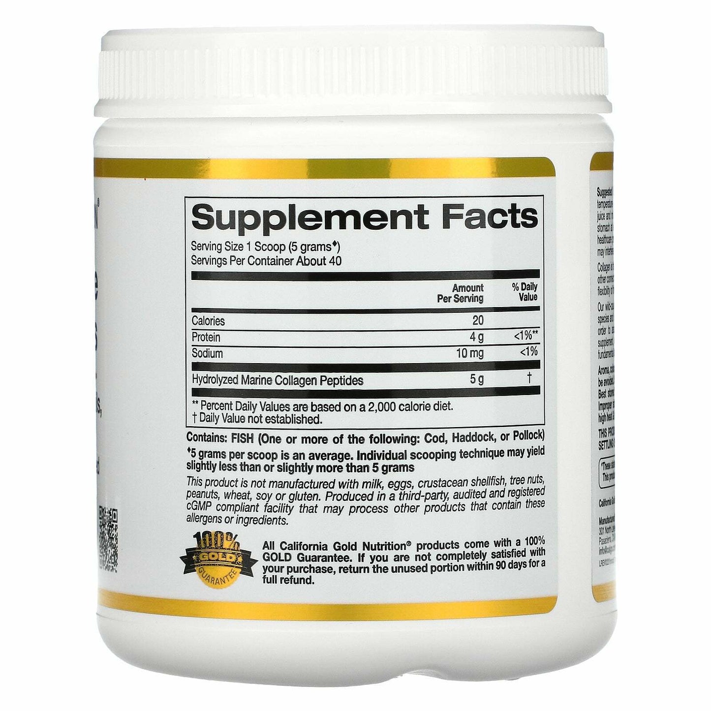 California Gold Nutrition Hydrolyzed Marine Collagen Peptide Unflavor 7.05oz NEW