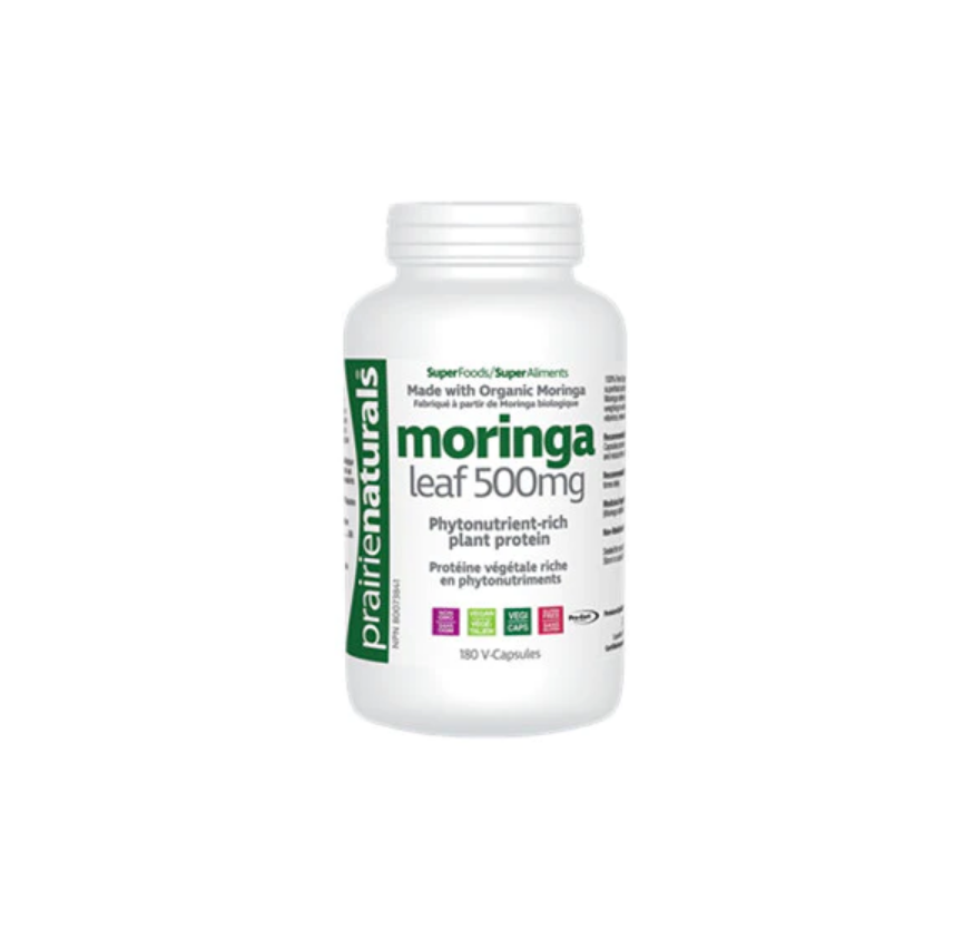 Prairie 天然有机辣木 500 毫克 Miracle Tree Nutrition 180 粒素食胶囊 全新