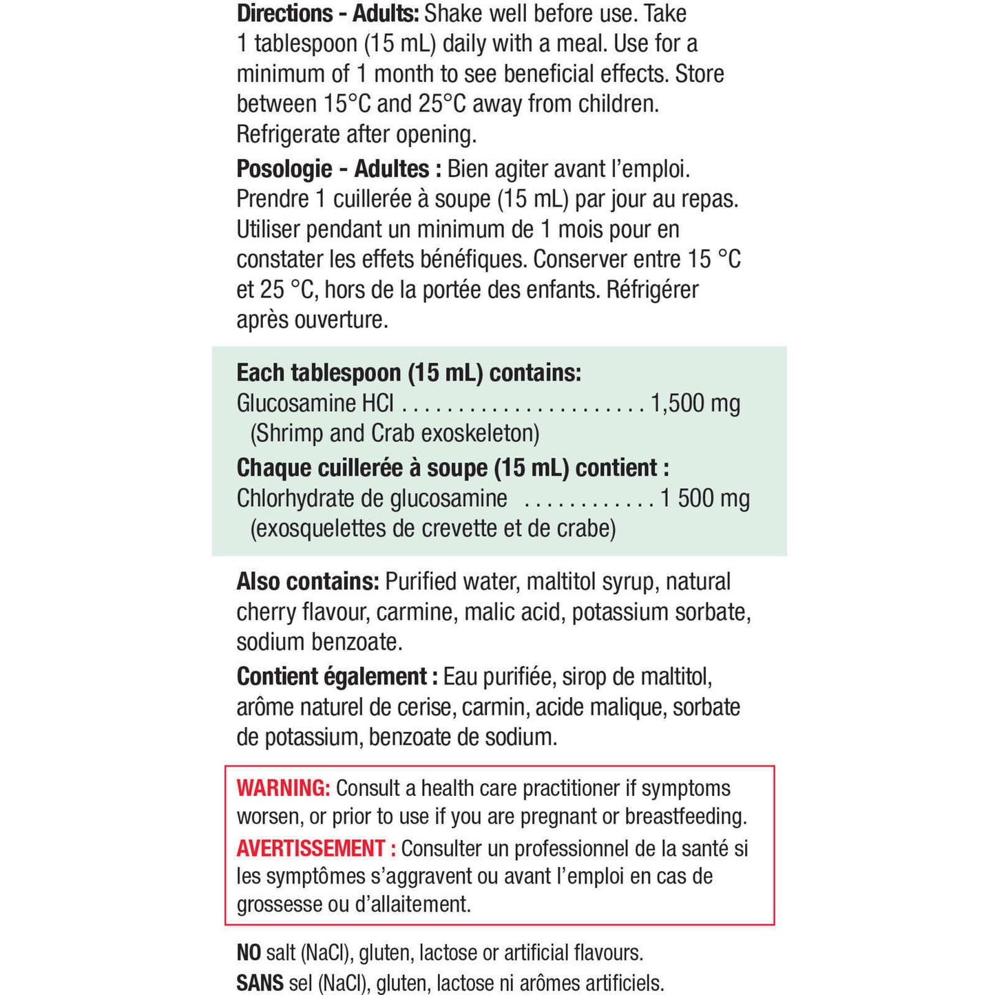 Jamieson Glucosamine Liquid Cherry Flavored Pain Relief Joint 1500mg 350ml NEW