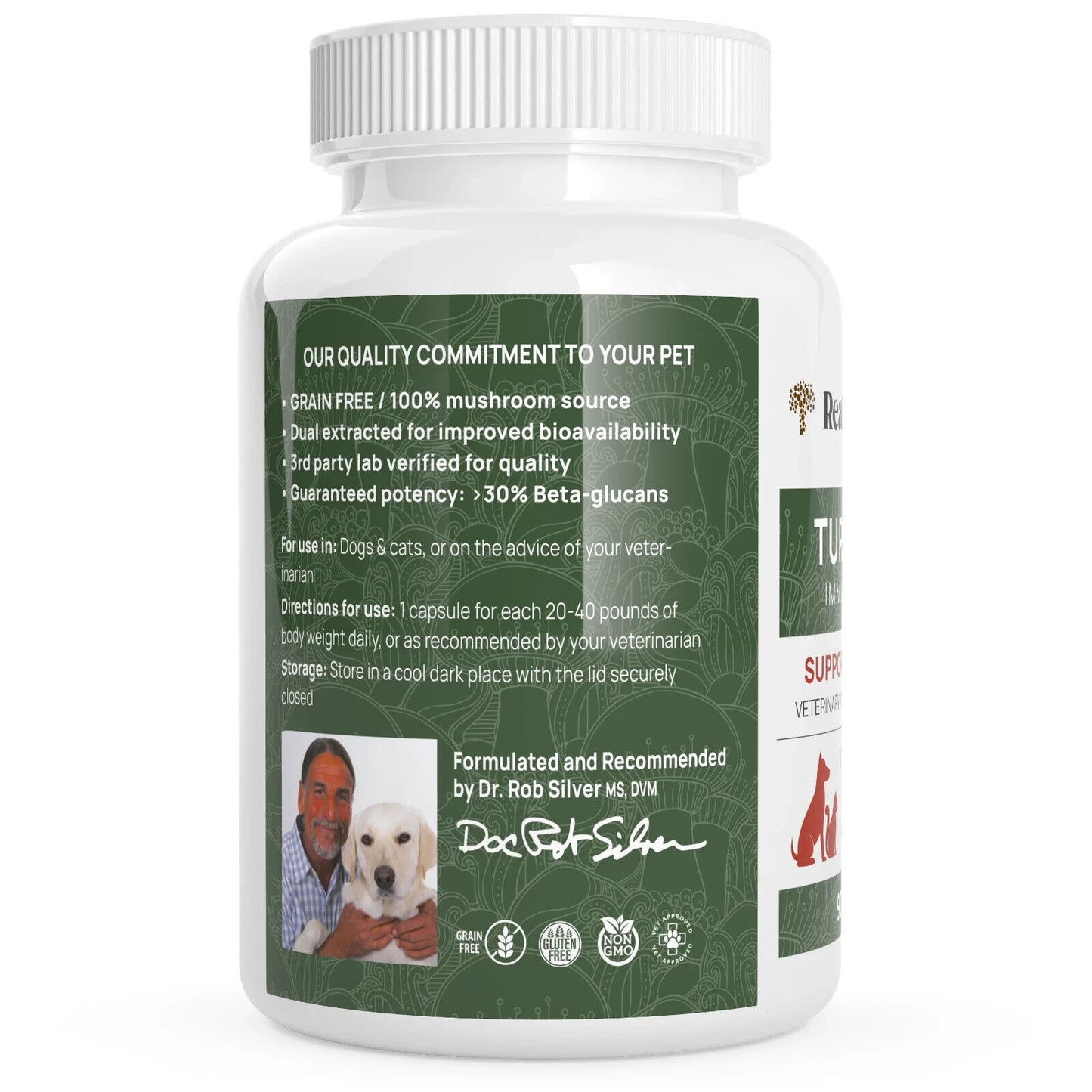 Real Mushrooms Turkey Tail Extract Capsules for Pets Non-GMO 90 Chews NEW