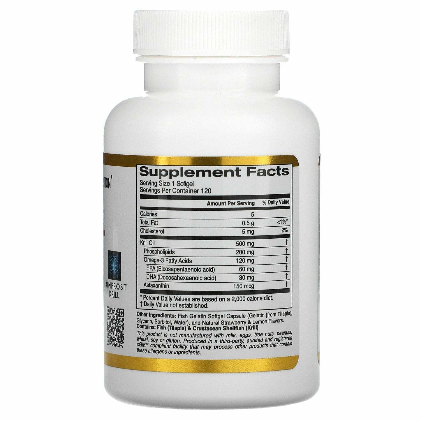 California Gold Nutrition Antarctic Krill Oil 500mg Omega-3 120 Softgels NEW