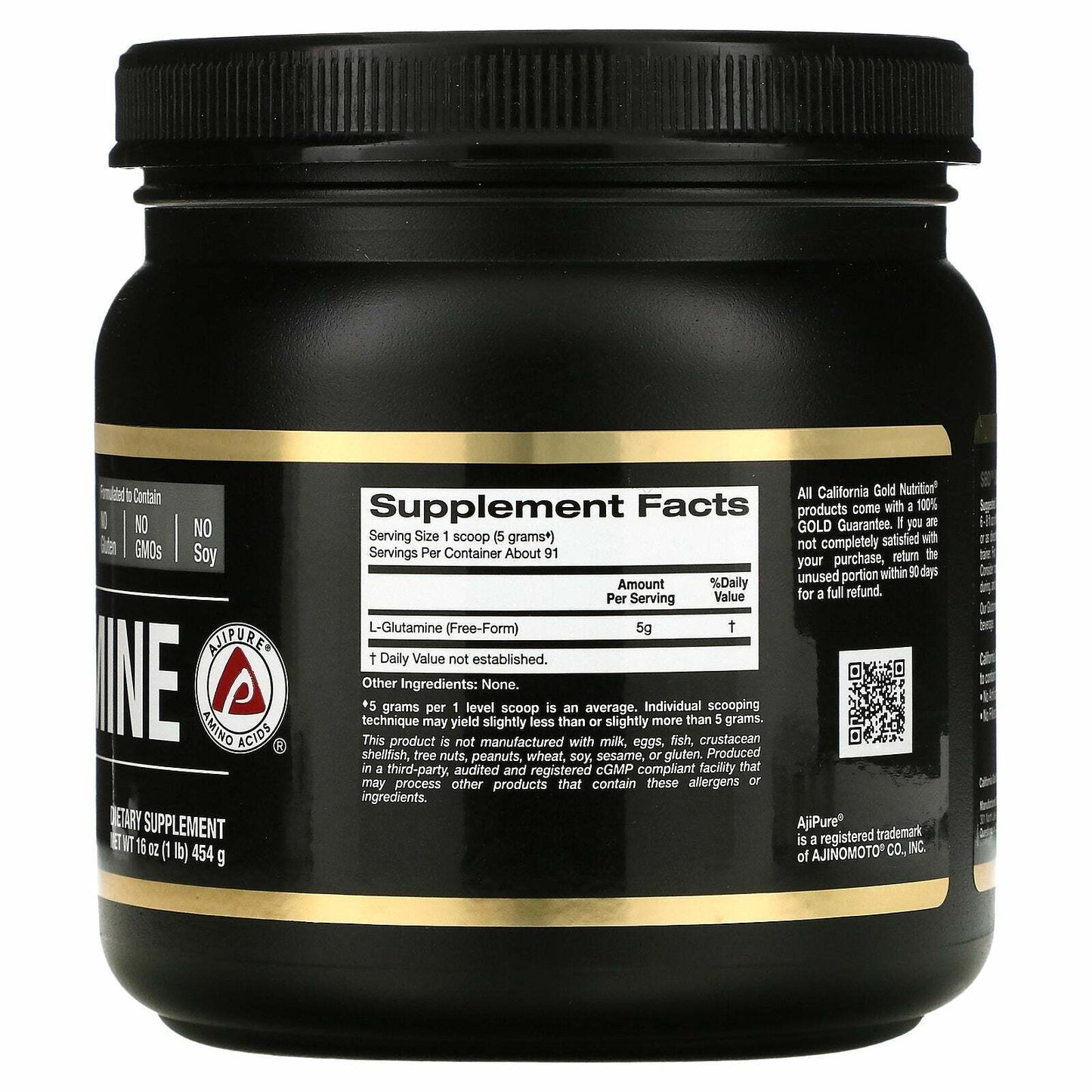 California Gold Nutrition L-谷氨酰胺粉 AjiPure 无麸质 16 盎司全新