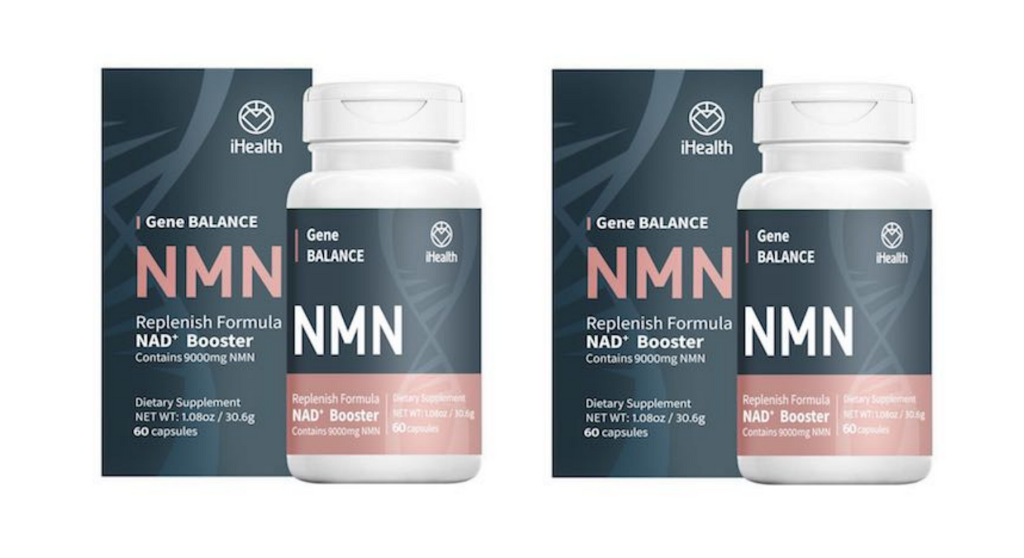 2 Bottles iHealth NMN Gene Balance Replenish Formula NAD+ 60 Caps 12000mg ea NEW