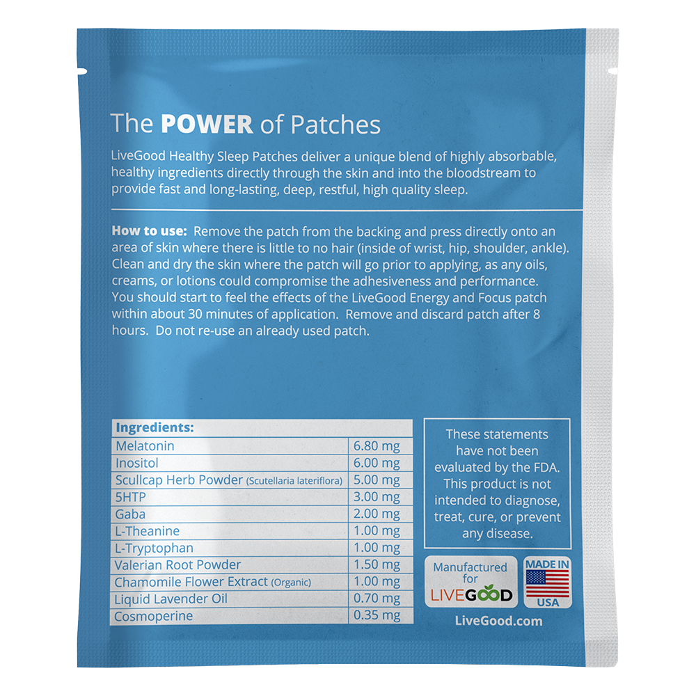 LiveGood Sleep Patches Unique Blend Natural Skin Restful Quality 30 Patches NEW