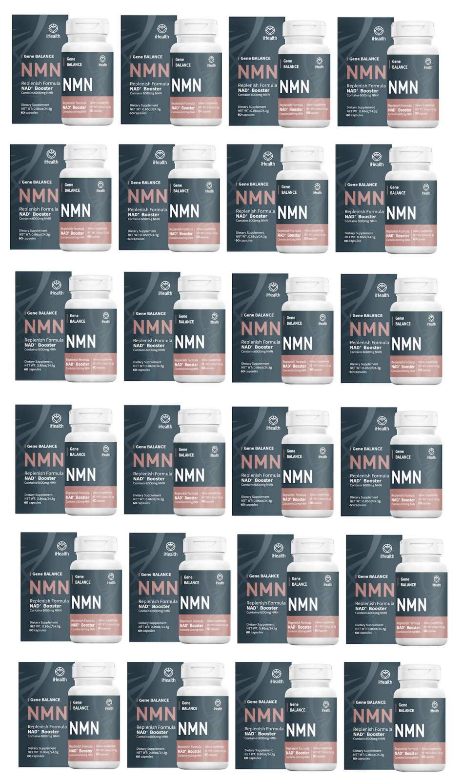 24 Bottles iHealth NMN Gene Balance Replenish Formula 60 caps 12000mg each NEW