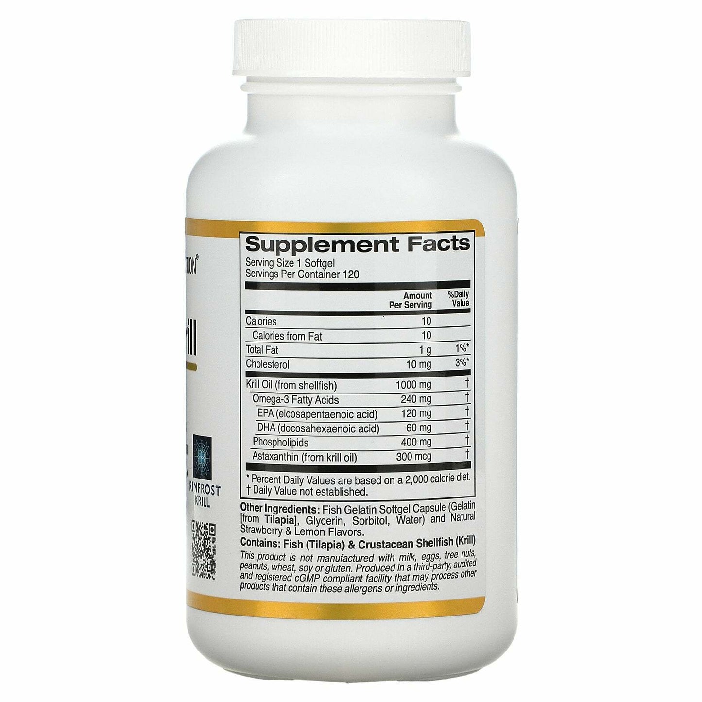 California Gold Nutrition Antarctic Krill Oil 1000mg Omega-3 120 Softgels NEW